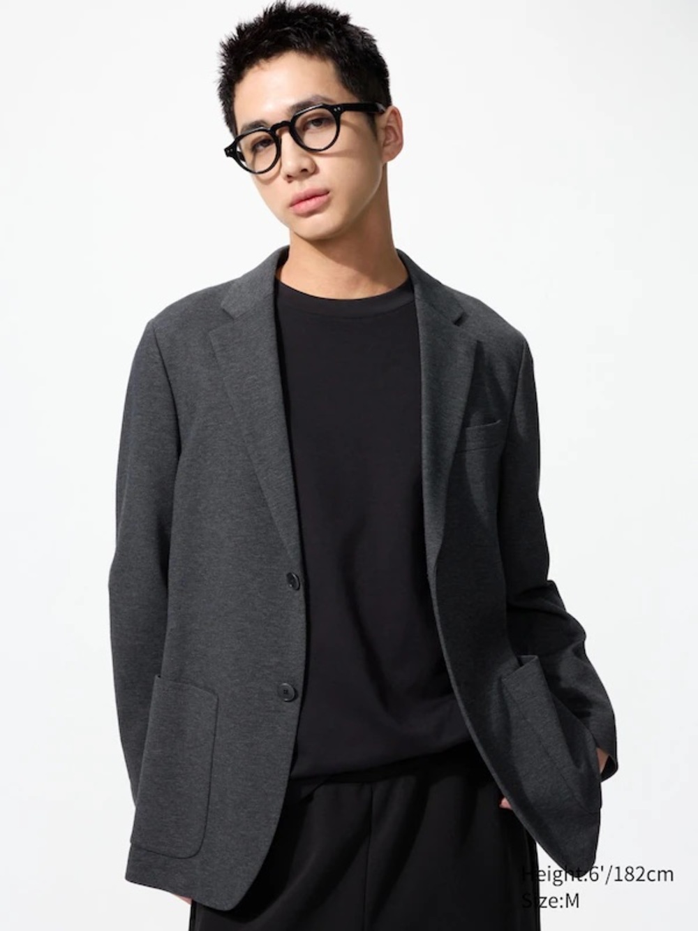 Uniqlo XS Charcoal Gray Knit Jersey Comfort Blazer Casual Relaxed Fit Stretchy